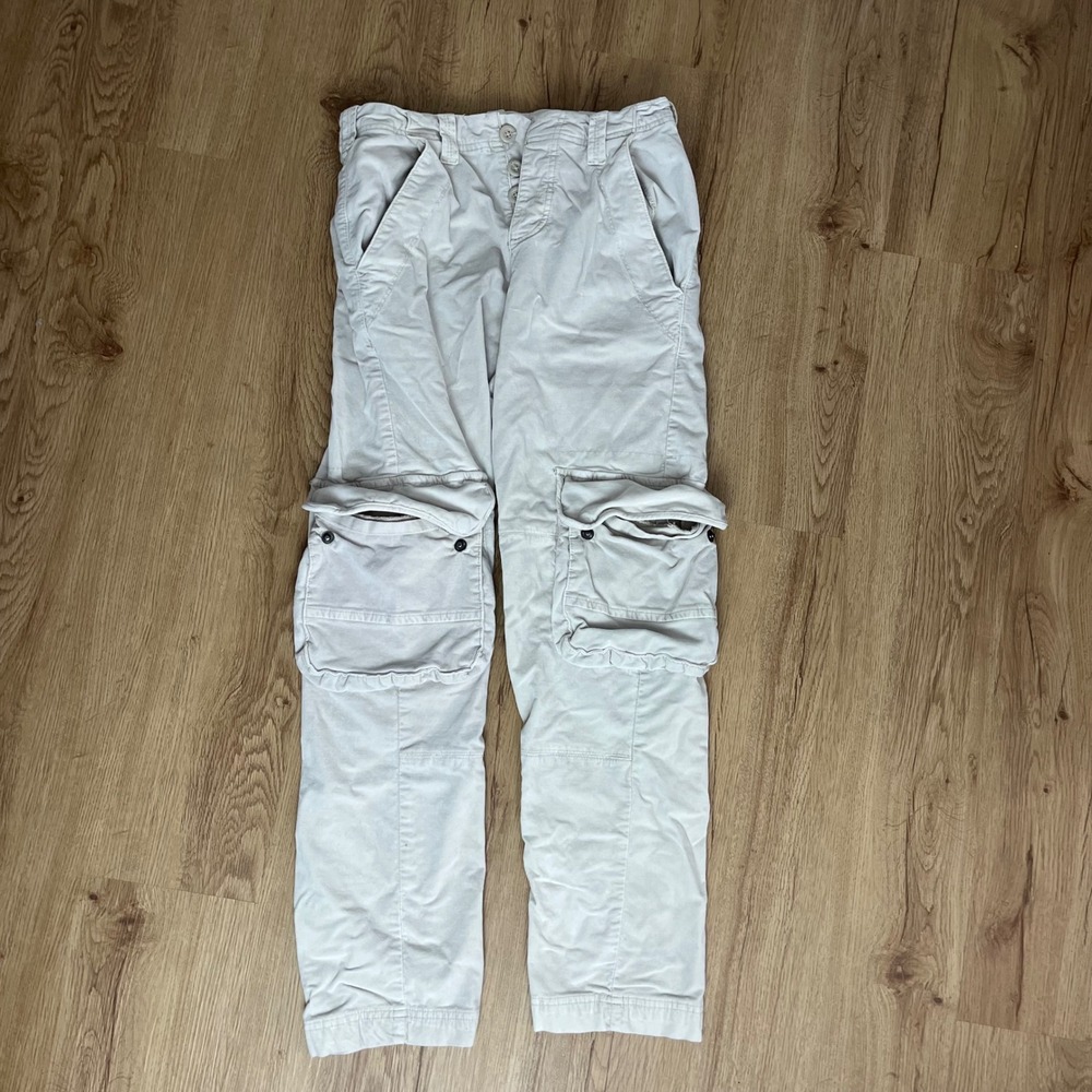 Free People Cream Beige Hard Crushin Plush Cargo Pants Womens Size‎ 4 Casual